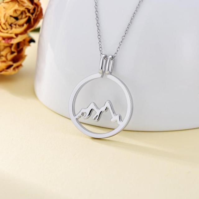 Sterling Silver Mountain Ring Holder Pendant Necklace with Round Shape